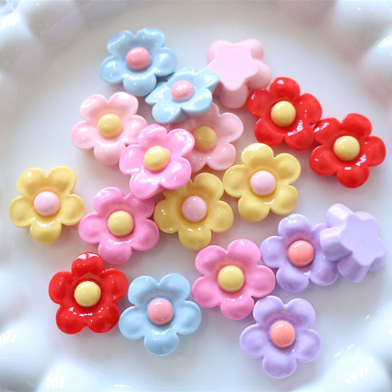 Embellishments For Scrapbooking - フラットバック樹脂カボション 10個入り 22mm シャイニーフラワーシリーズ DIYスクラップブッキング、スマホケース装飾用