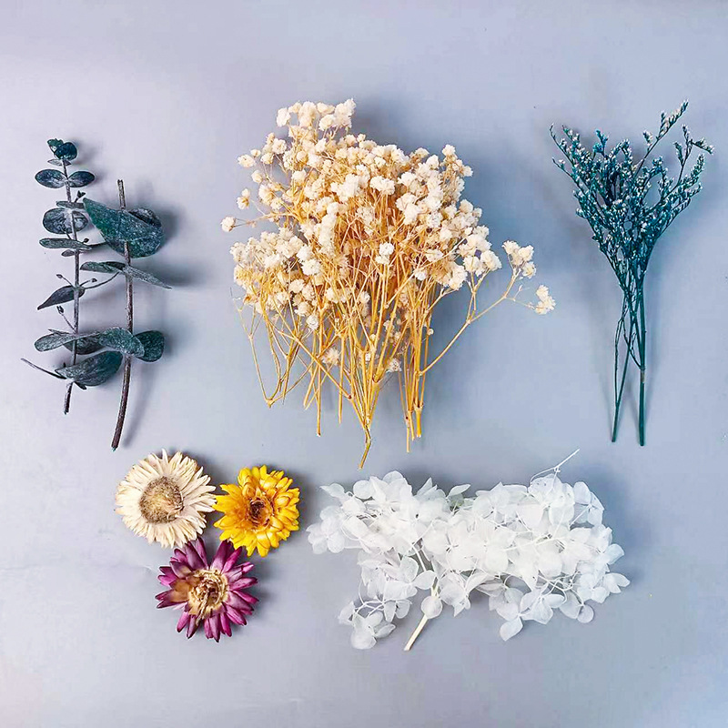 Craft Embellishments - 1パック多種多様なドライフラワーセットDIYクラフトホームウェディングデコレーションリアルタッチジプソフィラ小束装飾ギフト