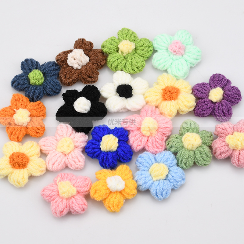 手作りのクロシェ五弁花アップリケ、ニットデイジー花柄パッチ、 - Craft Embellishments のレビューと価格
