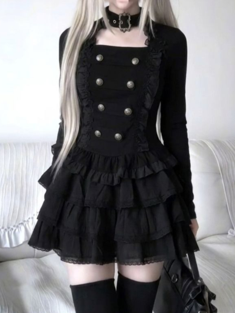 ゴシック・原宿・ロリータ 2ピースセット レディース ダブル - Elastic Lace Trim のレビューと価格
