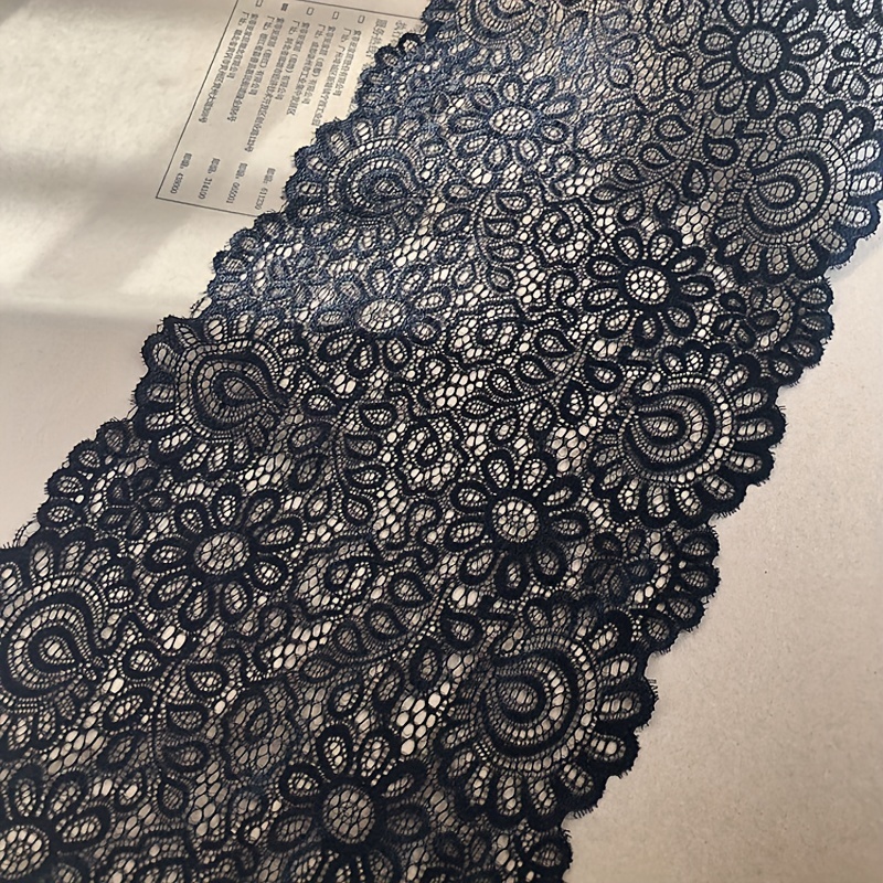 弾性レーストリム 8.3 インチ ブラック ホワイト ランジ - Elastic Lace Trim のレビューと価格