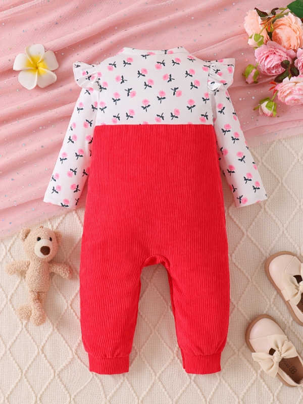 春秋の女の赤ちゃんロンパースラウンドネックプリントパッチワー - Embellish Knit のレビューと価格